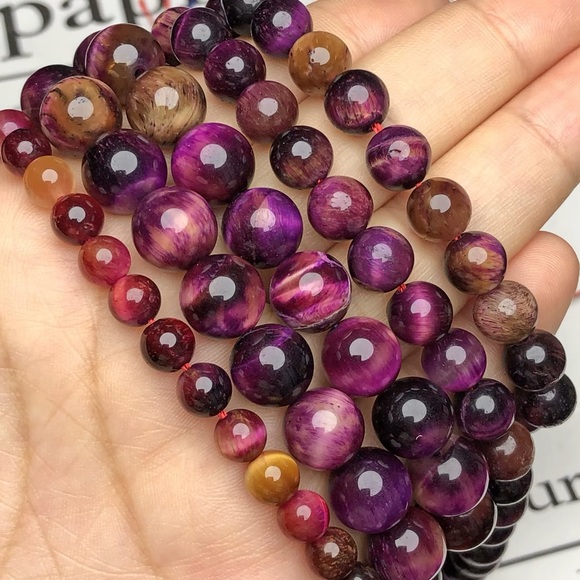 🆕New Pink Multi Color Tiger Eye Crystal Gemstone 8mm Healing Bracelet - Picture 3 of 5